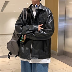 春秋休闲机车皮衣男复古帅气韩版宽松翻领宽松外套潮夹克P08-P65，男装夹克，星座1008-2
