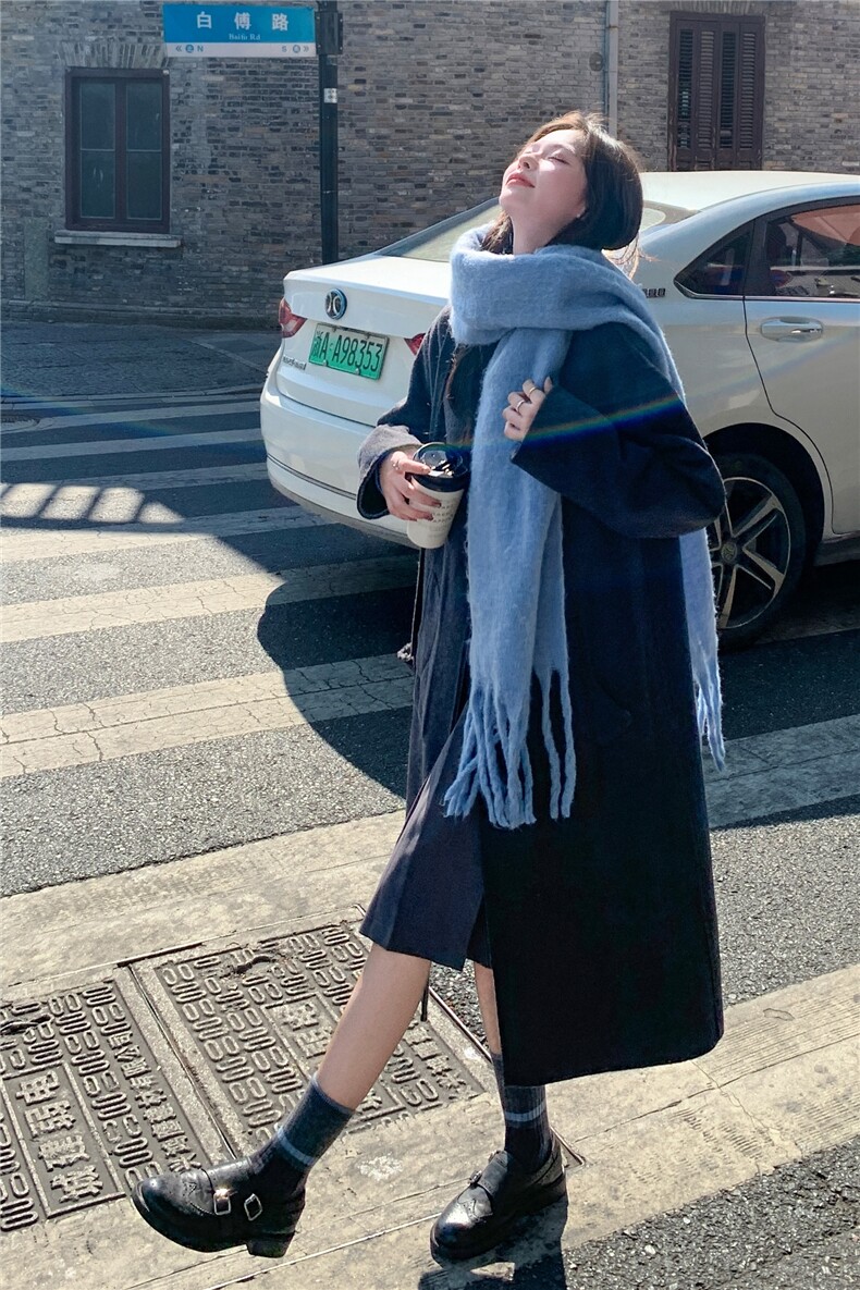 现货秒发新款双面羊毛呢大衣外套正反两穿,女装毛呢外套,丝露怡语