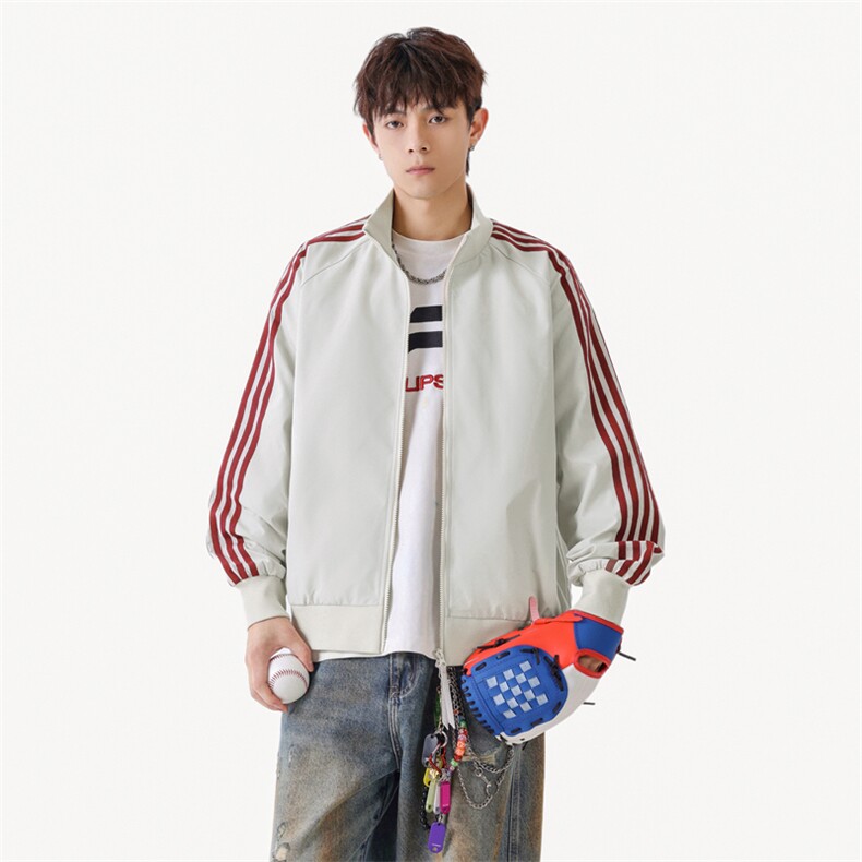 立领开衫夹克男2026新款拉链卫衣条纹运动休闲外套JK02567-P75,男装夹克,星座308B-2