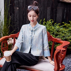 【爆现货】新中式提花盘扣外套1C045-23778-8P120K188，女装短外套，红龙果