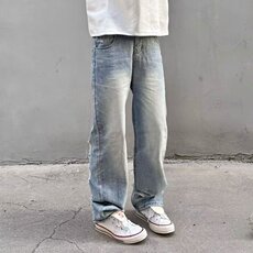 美式街头破洞牛仔裤男夏季高街复古水洗直筒长裤A1614-P47，男装牛仔裤，星座208-5