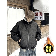 现货高品质美式高街重磅座山雕毛毛领pu皮棉衣男女加厚棉服冬外套，男装皮衣，电商A486-1