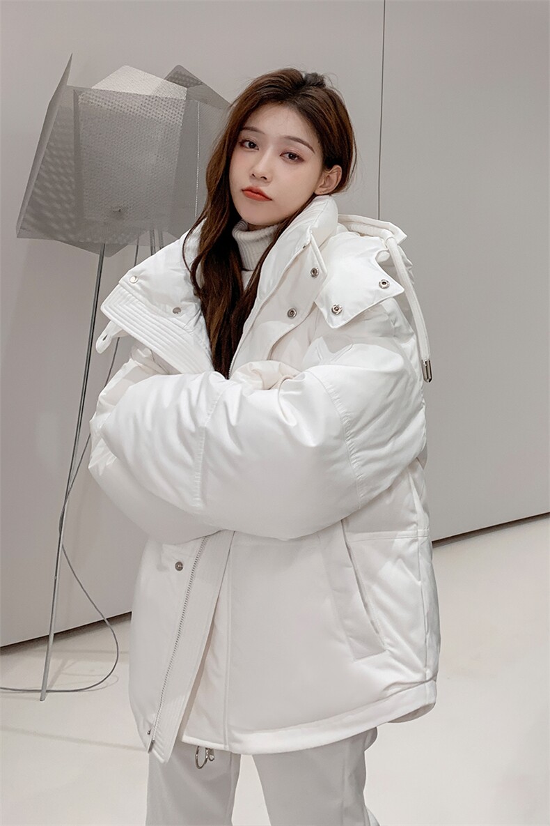 2026新男女同款学院风情侣连帽羽绒服小个子面包服加厚白鸭绒潮牌,女装羽绒服,钱塘6003（原4033）
