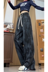 K232/P40秋季新款新品扎染工装休闲裤美式高街痞帅泼墨直筒长裤子，男装休闲裤，电商基地A050