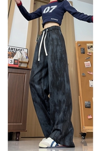 K232/P40秋季新款新品扎染工装休闲裤美式高街痞帅泼墨直筒长裤子图片