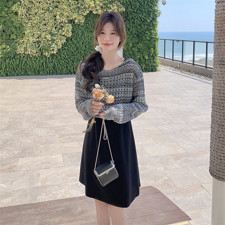 时尚网纱长袖上衣黑色半身裙2025春秋新款打底百搭裙子,女装连衣裙,浙宝220A