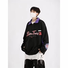 美式高街POLO衫男韩版潮流字母印花个性2025秋季ins卫衣WB105-P39，男装Polo衫，星座412