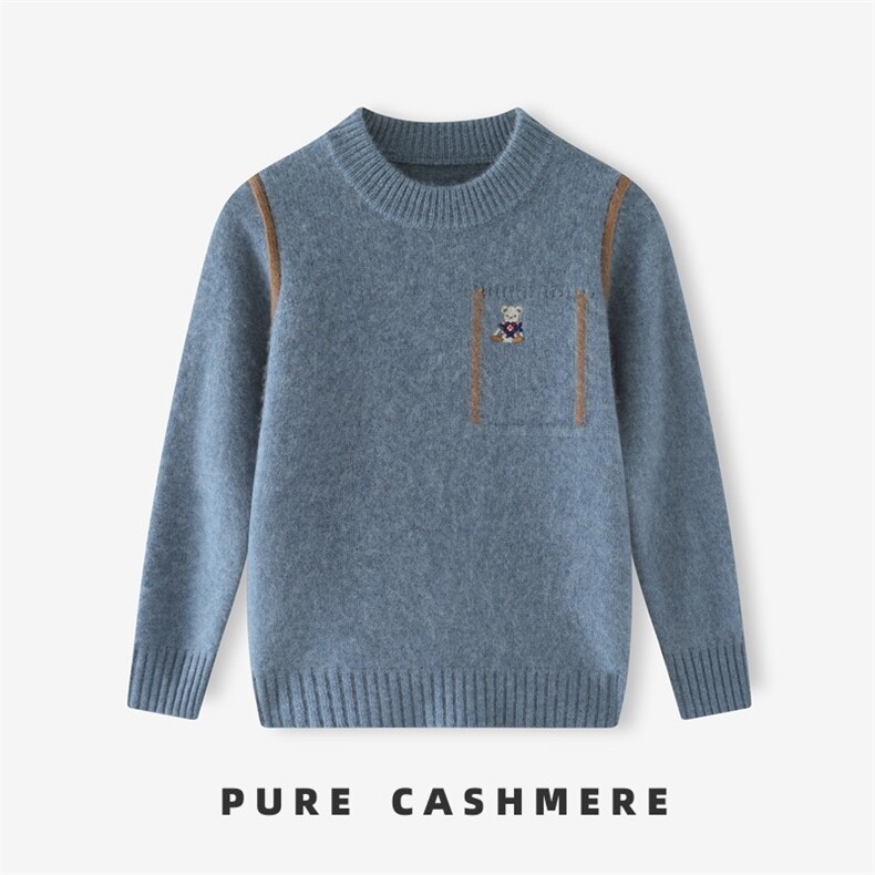 羊绒儿童毛衣男童女童秋冬新款加厚保暖圆领针织衫宝宝洋气上衣，童装毛衣，宛庄羊绒