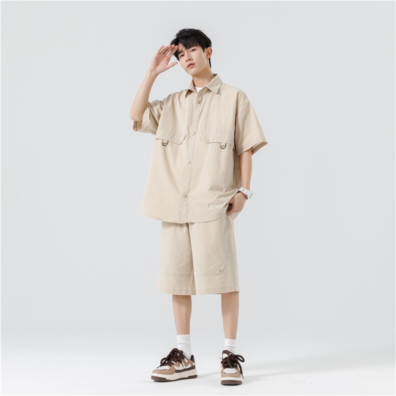 短袖衬衫男新款夏季薄款透气搭配一套短裤宽松翻领衬衣TZ067-P95,男装衬衫,星座308B-2