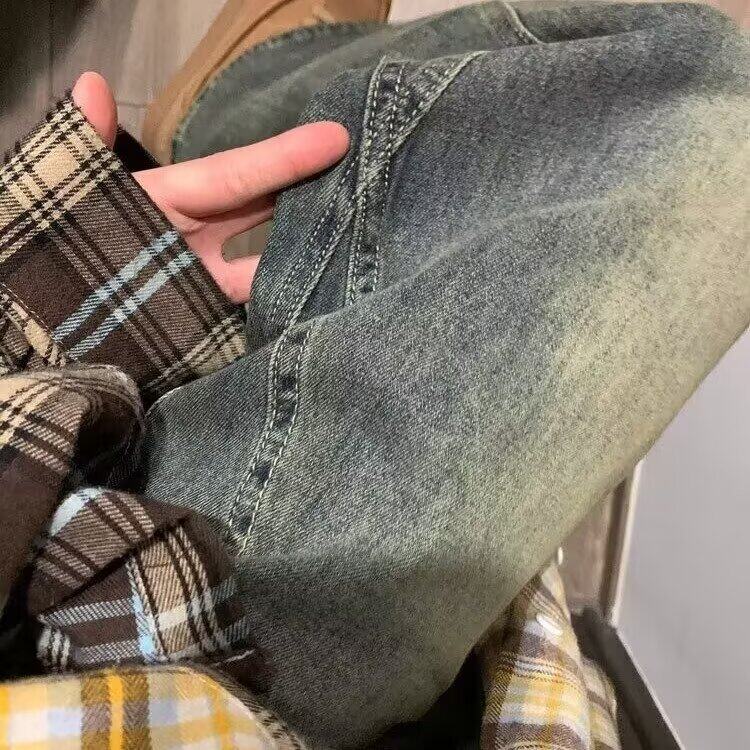 直筒牛仔裤女秋冬新款设计感高腰显瘦小个子阔腿拖地裤L11200-P52图片