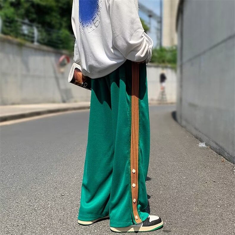 高街条纹运动裤港风ins裤子男秋季潮牌坠感休闲阔腿裤G36P40,男装休闲裤,星座1116-2