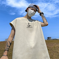 量大优供视频得物直播品230克夏季麂皮绒背心无袖T恤BJ277，男装背心/马甲，电商A486