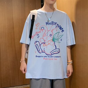 潮牌chic卡通印花圆领短袖T恤大码宽松潮tee517A-1-T902-P28控38图片