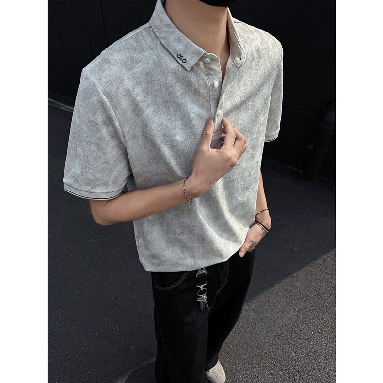 25夏新款男高品质刺绣翻领polo短袖黑墙风705-1-T001-P58无差价,男装Polo衫,星座705-1