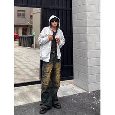 美式潮流简约阔腿直筒做旧牛仔裤男水洗宽松裤子NC652-P68，男装牛仔裤，星座208-5