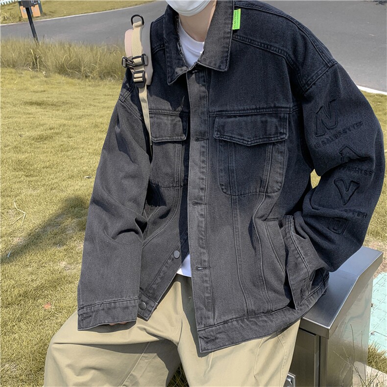 水洗牛仔外套男秋季复古潮流休闲宽松男生工装夹克JK08304-P70,男装夹克,星座308B-2