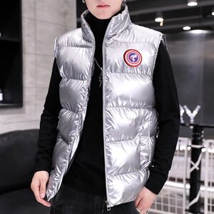 冬季加厚保暖羽绒棉坎肩棉马甲马褂无袖背心立领棉衣银色M9101P55图片
