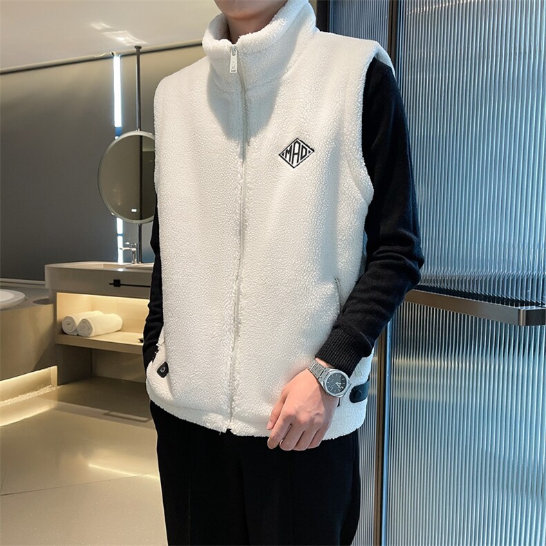 2024冬季加厚羊羔毛立领棉马甲背心外套男M505-p110控165图片