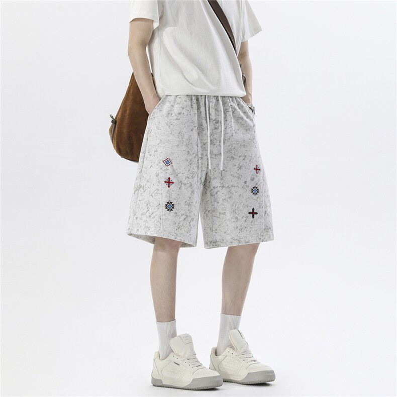 深度库存刺绣弯刀短裤染裤子P35控68，男装牛仔裤，电商D205