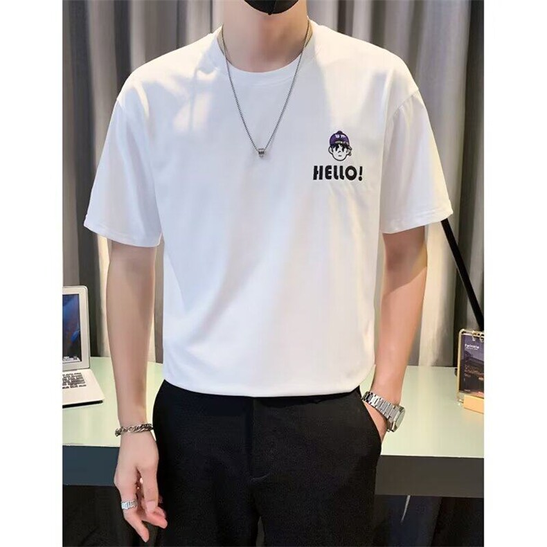 单默夏季男卡通动漫霸气男生刺绣圆领短袖T恤美式宽松痞帅半袖潮t,男装T恤,星座506A
