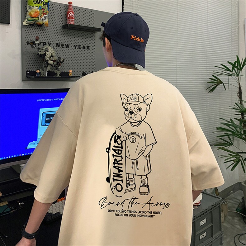 抖音得物二开现货供应220克夏装重磅美式高街宽松短袖t恤MT51图片