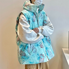 冬装港风加厚棉马甲男宽松满印休闲棉衣马夹潮外套A071-Y311-P60，男装棉衣，电商A071