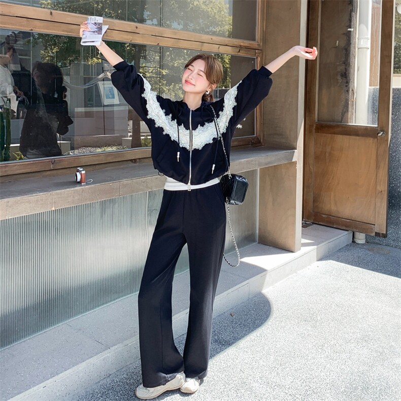 新款首上2C0289133P185K278丝绒拼蕾丝休闲两件套,女装套装/套裙,2C028