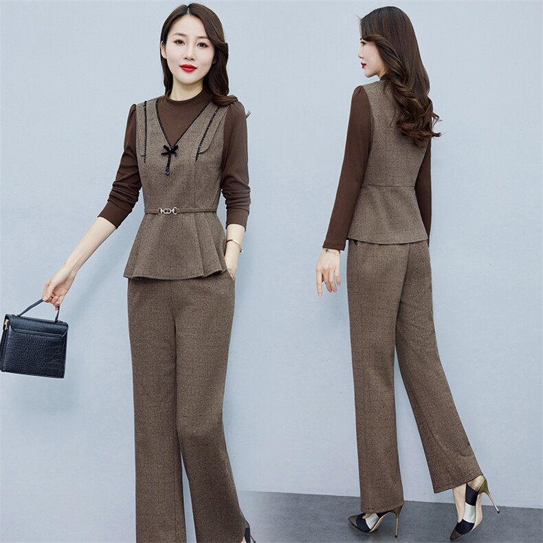 现货-新品】时尚洋气两件套2024年春装新款显瘦阔太太女士套装,女装套装/套裙,仁梯