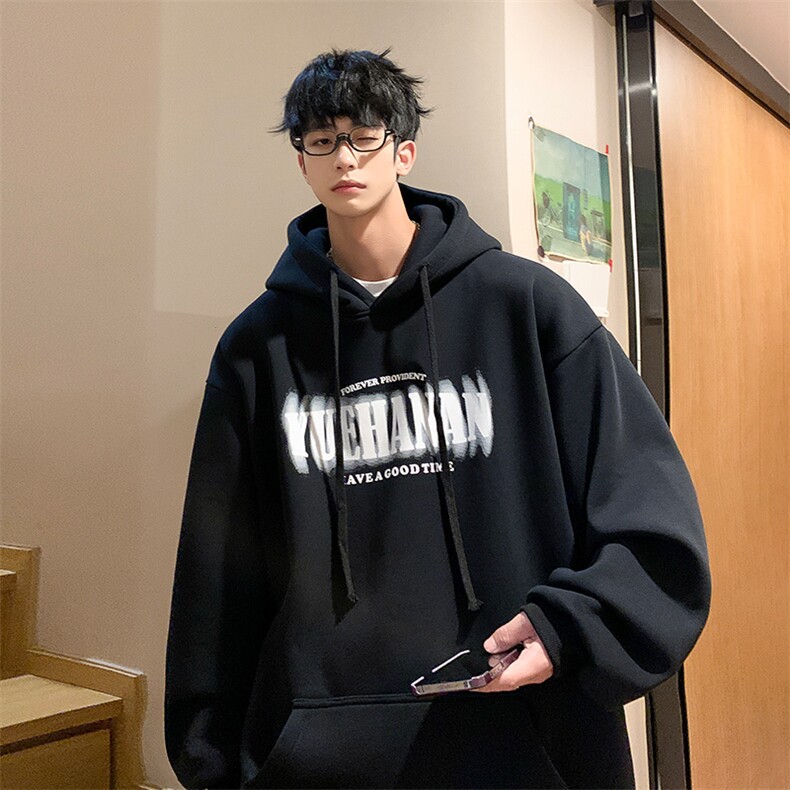 抖音供货、复合360克现货字母印花连帽卫衣宽松D223A-WY2213-P50,男装卫衣,电商019-1