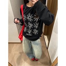网图现货男女同款太阳花印花圆领长袖T恤打底衫CT812-P29，男装T恤，电商C310