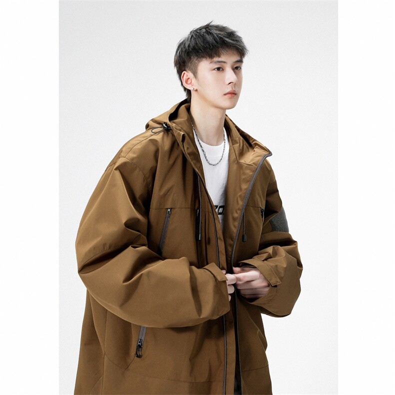 中性风工装冲锋衣男高品纯色宽松夹克外套DSA157B-J91-P60,男装夹克,电商A157B