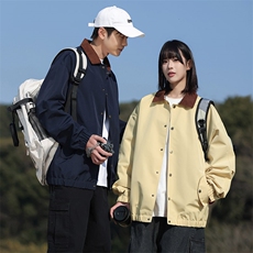 2026经典防水复古翻领纯色夹克外套男女户外休闲青少年8522-P53，男装夹克，电商B306