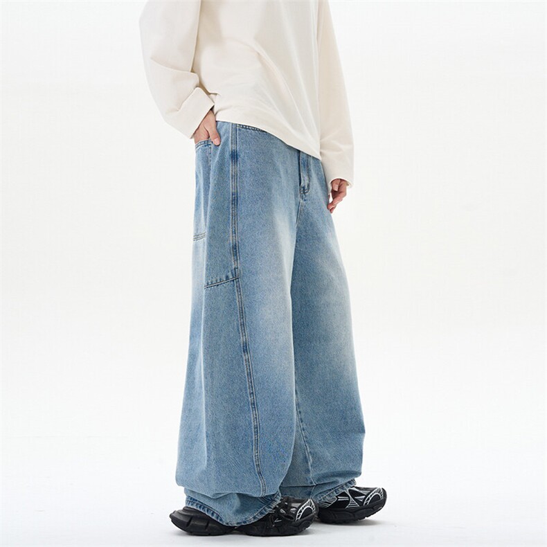 潮流宽松水洗拼接牛仔裤潮牌休闲裤A161-K2020-P60控98,男装休闲裤,电商A161