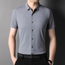 G6552男式2023年夏季新款无痕衬衫男短袖翻领休闲衬衣P55，男装衬衫，电商B360