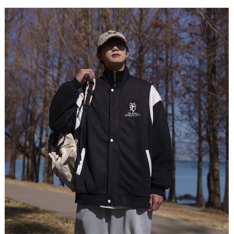 特P76控12824/秋季重磅鹿皮绒美式刺绣翻领夹克外套JK2309,男装夹克,电商B370