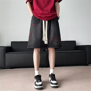 抖音质量夏季透气质牛仔短裤DK1704p40,男花格子短裤 搭配图片大全图片