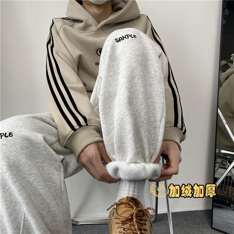 2023秋冬新款刺绣卫裤加绒K23497JR-P65控88常规K23497-p55控78,男装休闲裤,电商B315