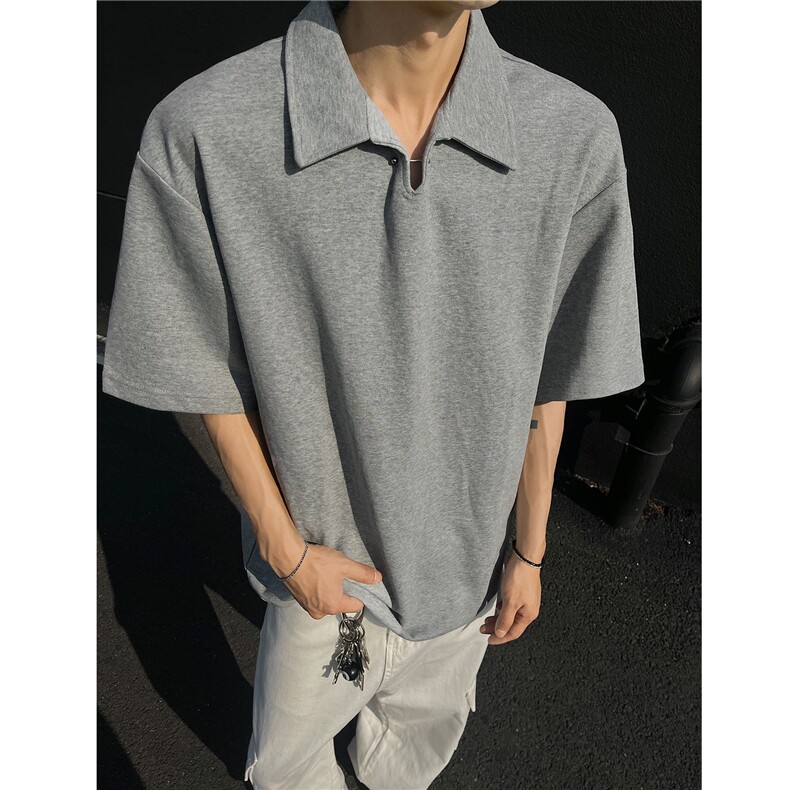 夏季新品老钱风宽松休闲POLO衫短袖T恤上衣男H1083特P35,男装T恤,电商A341