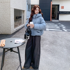韩系蓝色连帽羽绒服女冬2025新款超火好看高级小众保暖加厚短外套，女装羽绒服，2B076