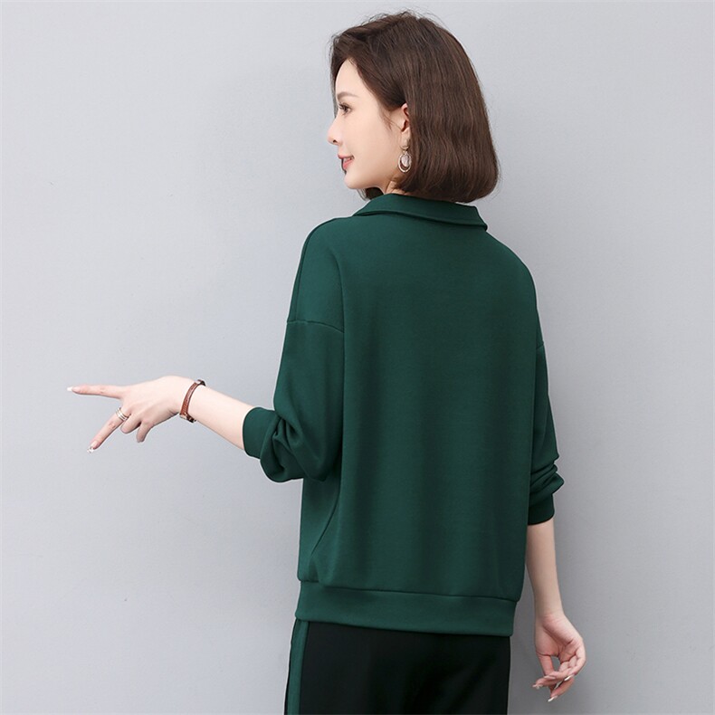 polo领卫衣春2025新款宽松休闲复古盘扣翻领上衣女,女装卫衣/绒衫,涵誉