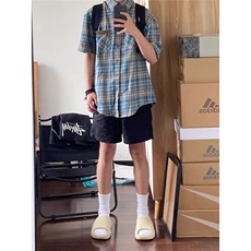 【有货】DC54-特批30阳光干净男生穿搭红格子衬衫短袖，男装衬衫，星座603-2