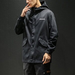 2021春秋季新款日系黑墙潮男大码中长燕尾连帽夹克外套J983-P75图片