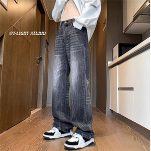美式高街vibe潮牌男士牛仔裤cleanfit男摸穿搭休闲裤子GY20/P58图片