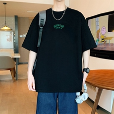 2025春夏新款300克双纱刺绣纯棉短袖T恤A158-T2537-P28特价，男装T恤，电商A158