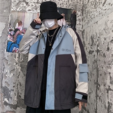 机能风拼接工装外套男士秋季ins潮牌潮流宽松连帽夹克W1216-P65，男装夹克，星座512-4