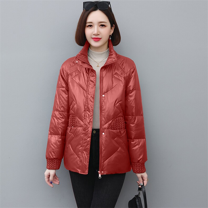 羽绒服女冬季2025新款中年妈妈时尚洋气轻薄保暖立领90白鸭绒外套,女装羽绒服,婷思杰（原婷想服饰）
