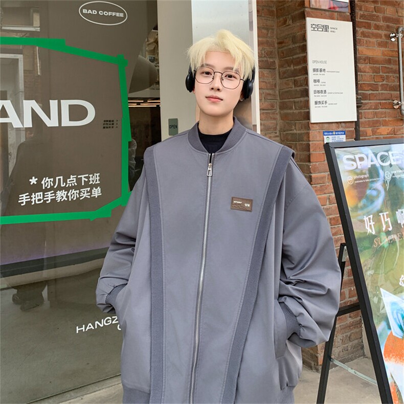 XJ412-特P70控128秋季美式复古设计棒球服夹克男女宽松休闲外套,男装夹克,电商B370