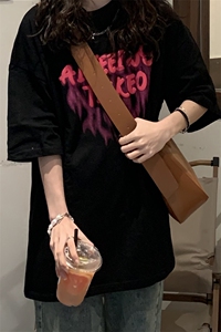 发泡印花宽松休闲BF慵懒风潮流夏季女装短袖T恤衫 D328-T245-P28图片