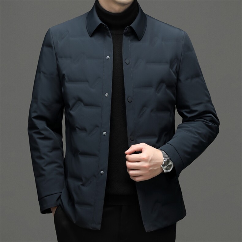 中年男士冬季翻领保暖羽绒服爸爸装新款休闲加厚保暖男装外套,男装羽绒服,电商B212（原钱塘6029）