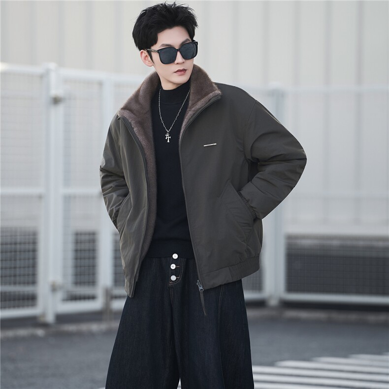 M-3XLB3539899P178绿2025新款男士冬季双面可穿座山雕棉服男,男装棉衣,电商B353